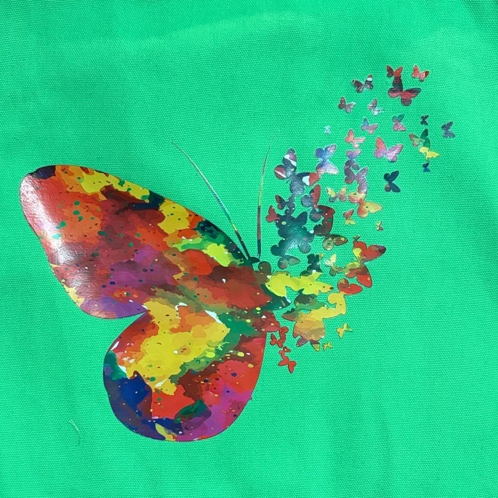 Colorful Butterfly Green Tote Bag